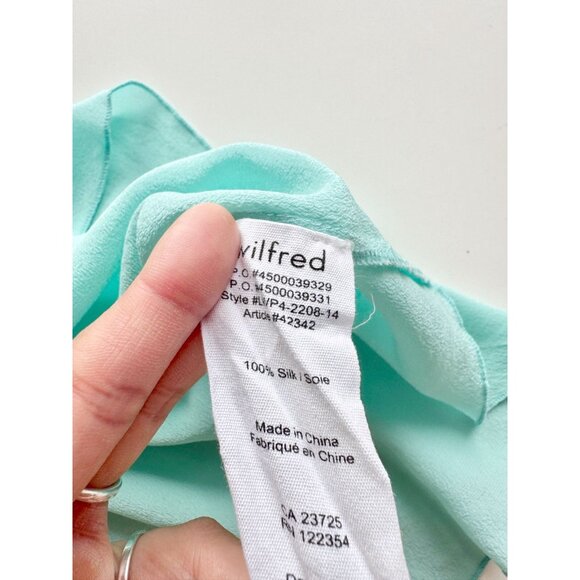 Aritzia WILFRED Minou Turquoise Silk Crepe Lace Trim Camisole Tank Top, Size S - Picture 10 of 11